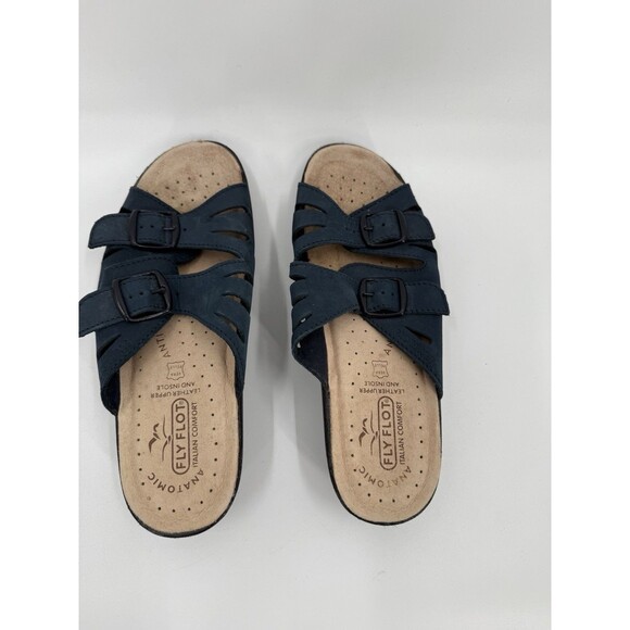 Fly Flot Italian Comfort Anti-Shock Double Strap Wedge Barbariga Sandal US7 EU38 - Picture 2 of 7